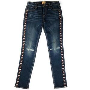 DRIFTWOOD Jackie Embroidered Chevron Stripe Mid Rise Skinny Jeans Size 28